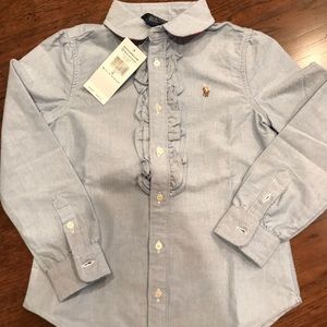 Ralph Lauren girls oxford blue button down shirt